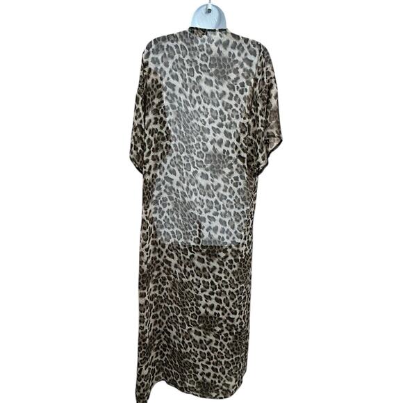 Turquoise Haven Open Kimono Duster Top Sz S/M Animal Print Short Sleeve Long - Picture 7 of 7